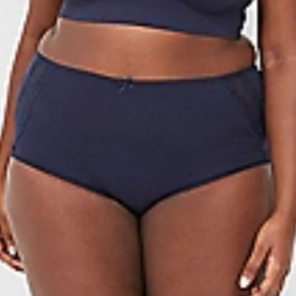 NWT Lane Bryant Cotton Full Brief Panty Lace-Trimmed Back Marine Blue Size 26/28